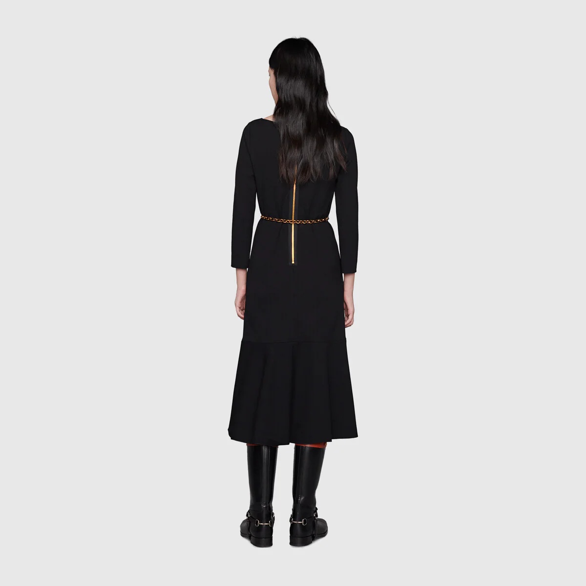 Sable dress with chain belt - 4