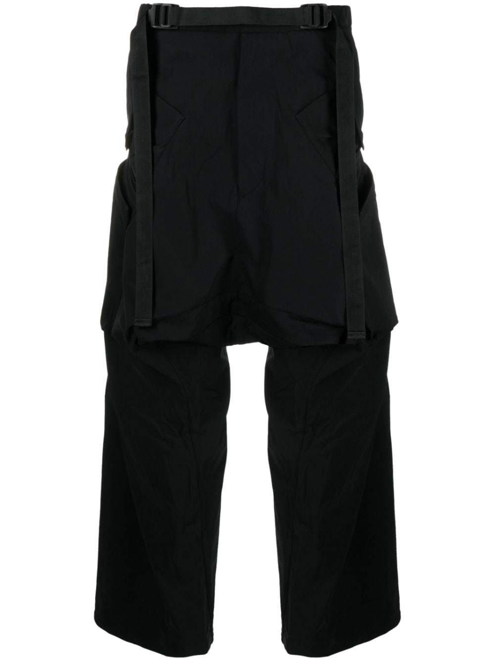 belted ruched drop-crotch trousers - 1