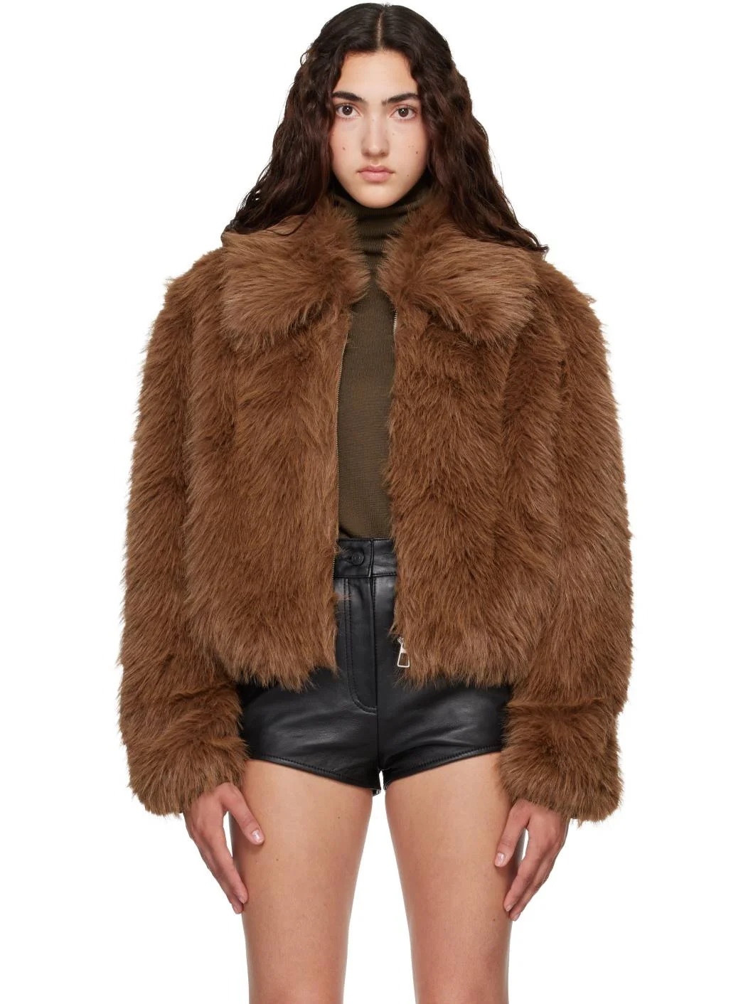 Brown Hope Faux Fur Jacket - 1