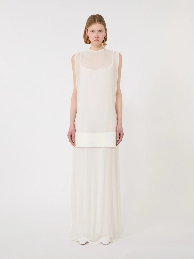 COLLE Long, viscose jersey dress - WHITE 3