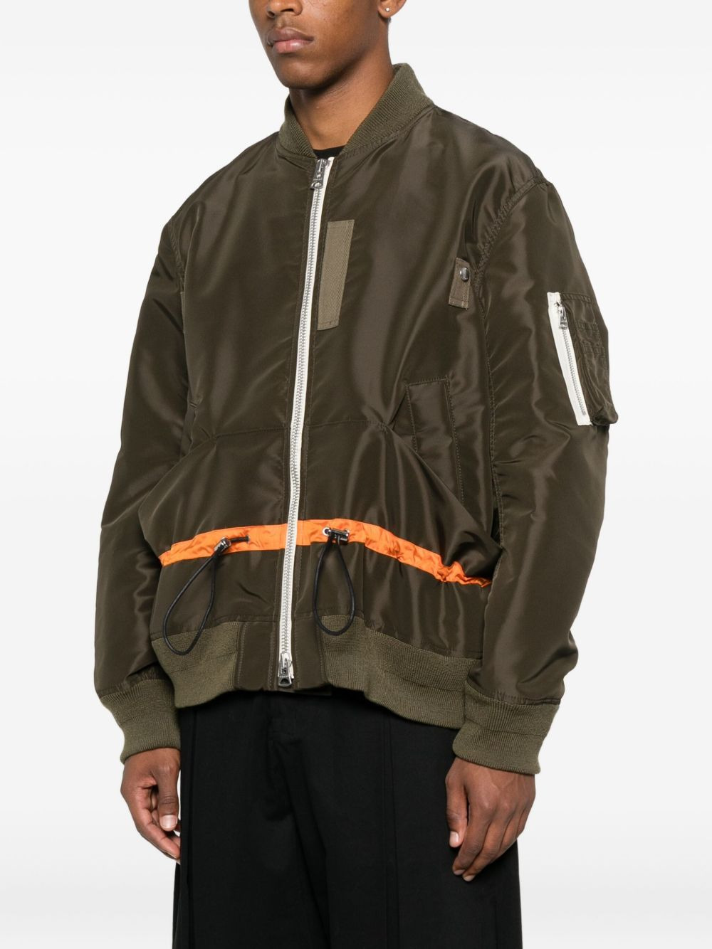 drawstring-waist bomber jacket - 3