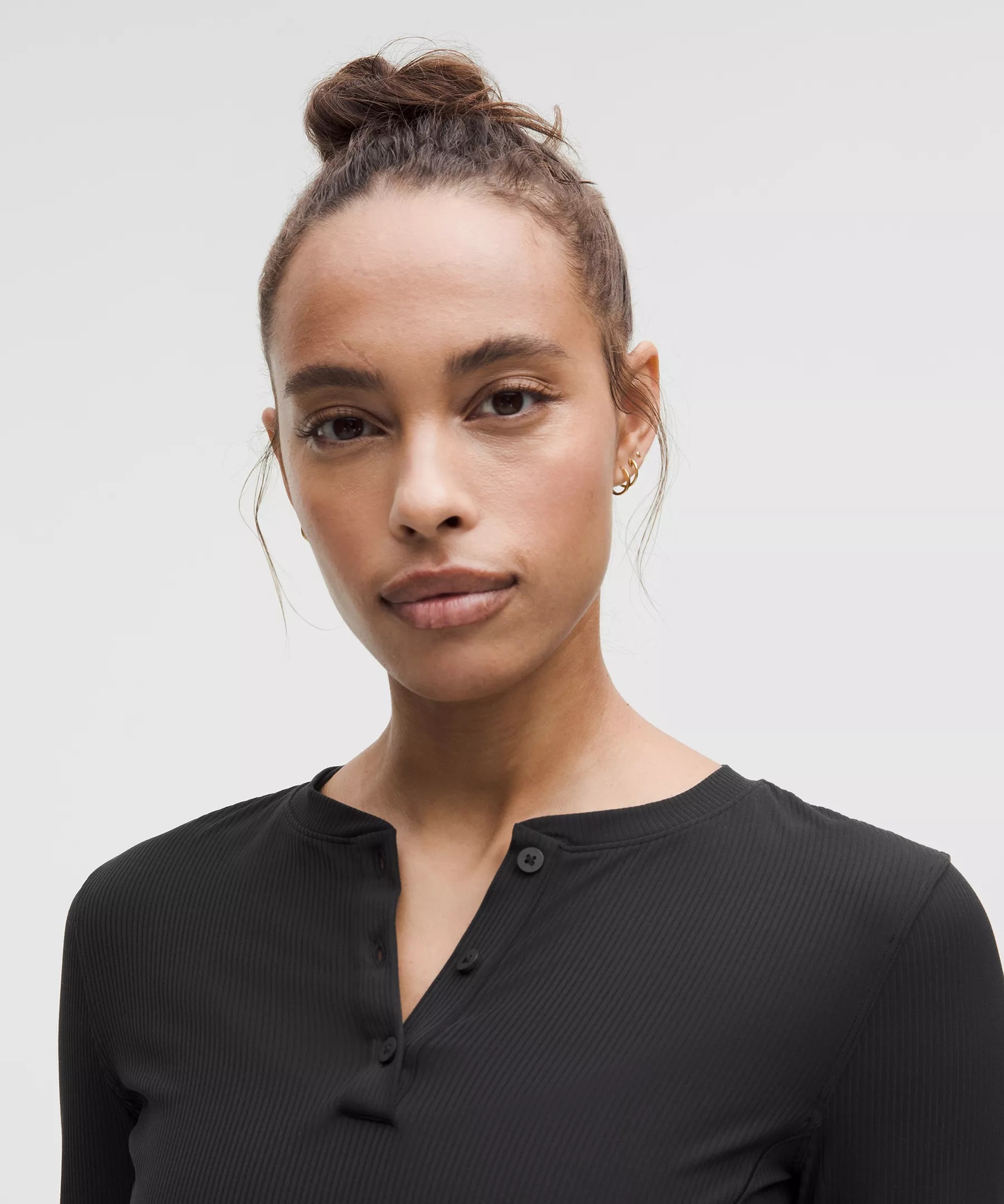 All Aligned Ribbed Long-Sleeve Henley Dress - 3