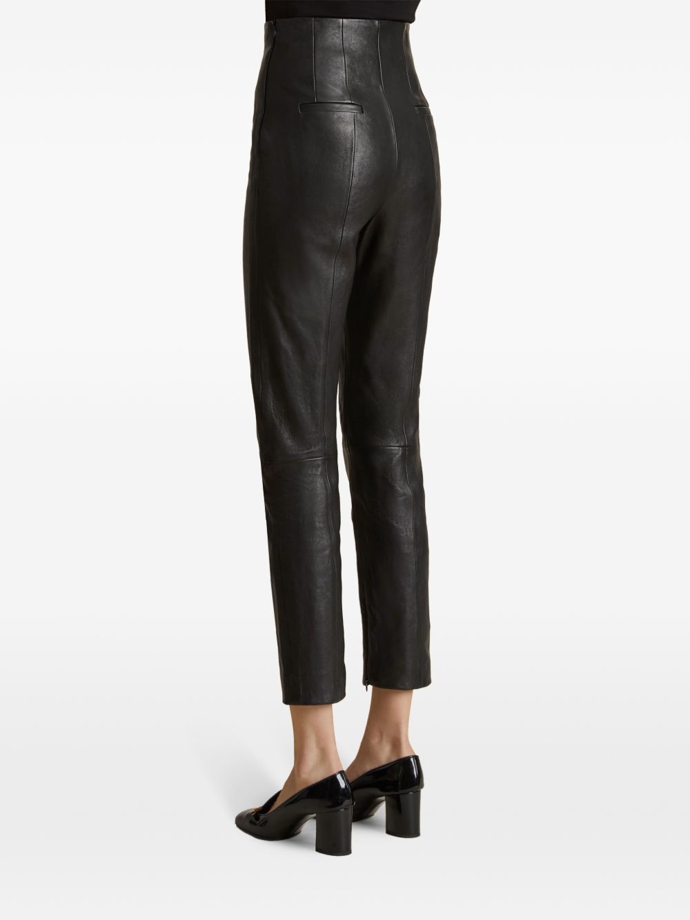 leather tapered trousers - 4