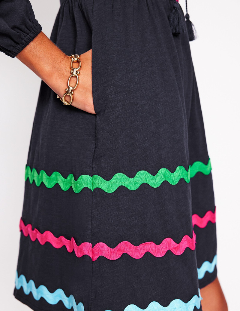 Corinna Ric Rac Jersey Dress-Navy 4