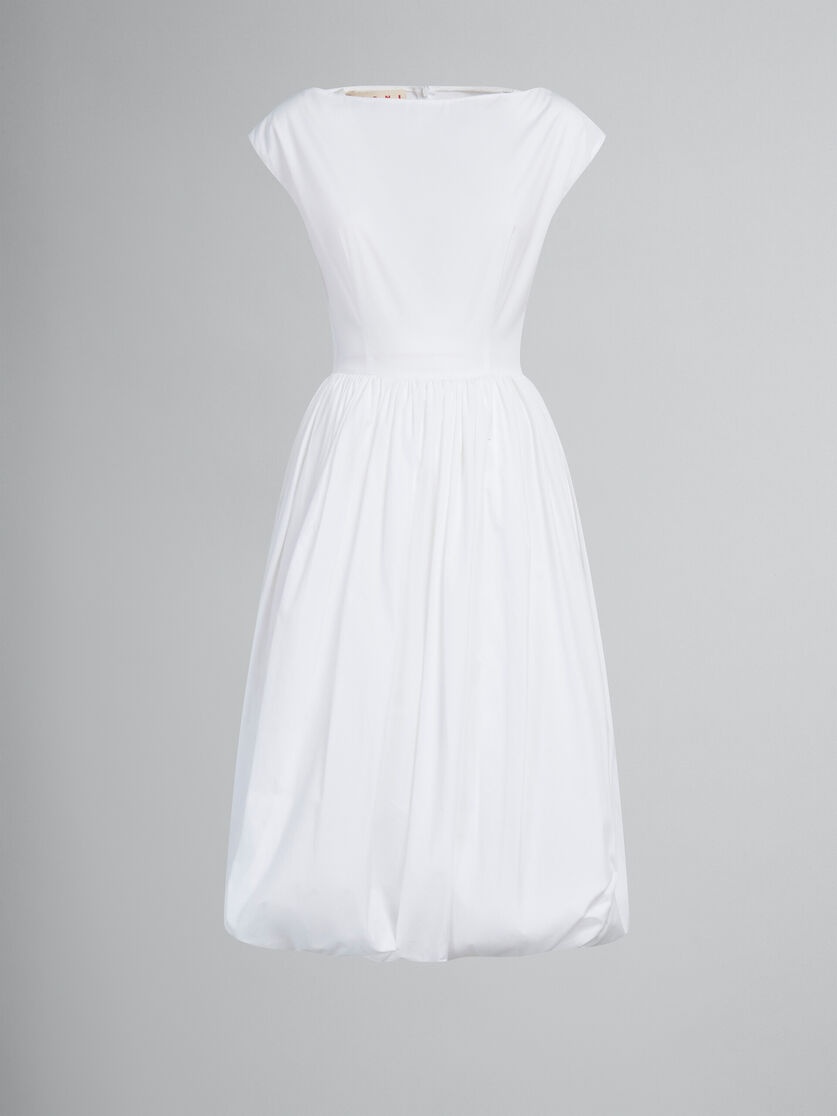 WHITE BIO POPLIN BALLOON DRESS - 1