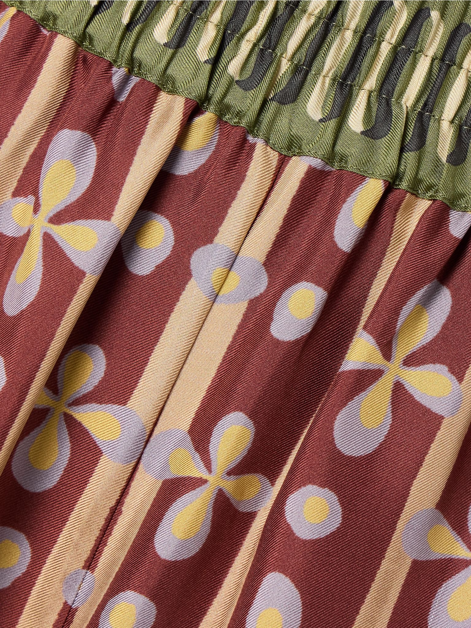 Printed silk-twill wide-leg pants Yellow - 5