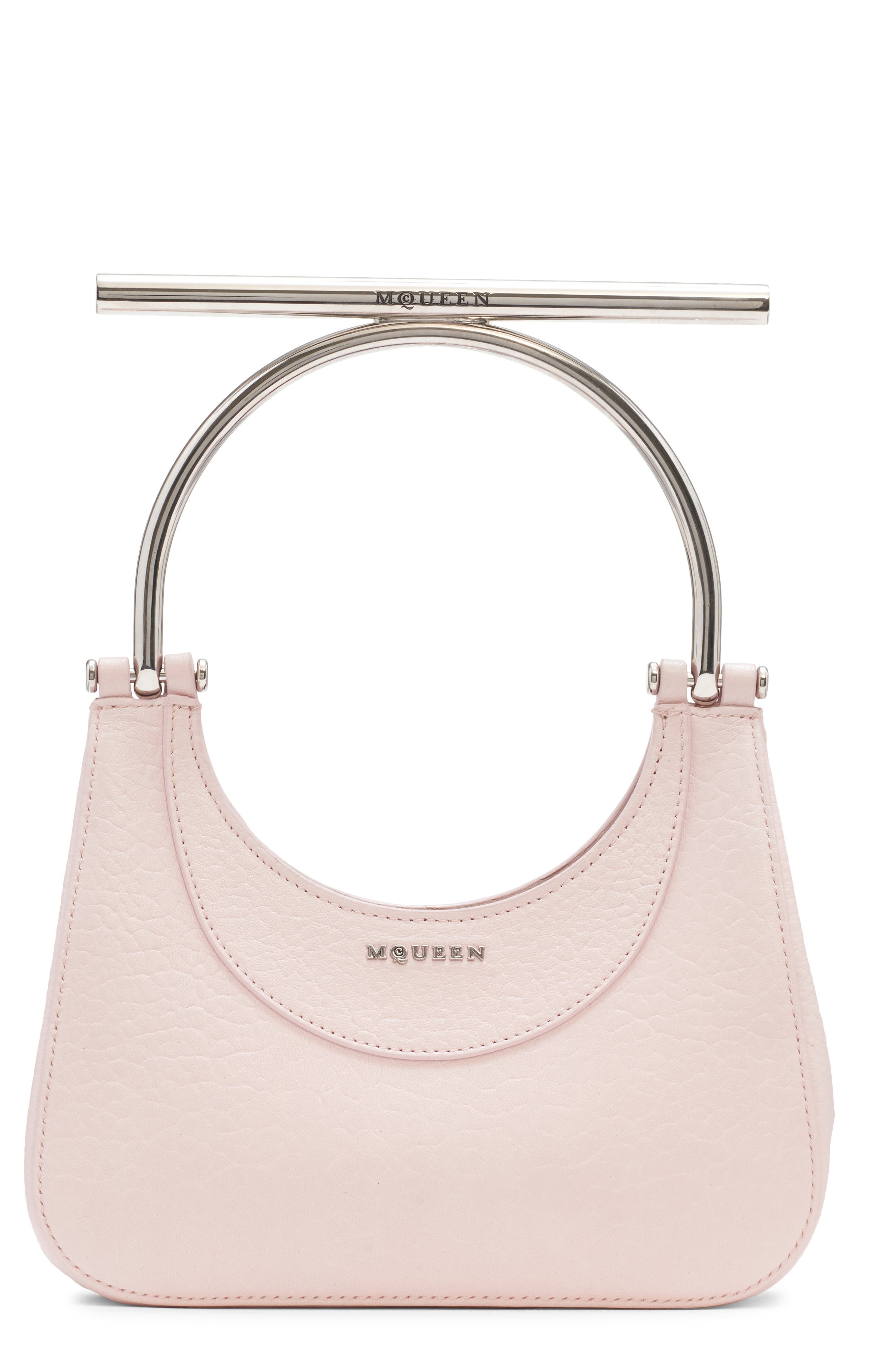 McQueen Mini T-Bar Crossbar Leather Handbag in 9813 Venus Pink/Silver at Nordstrom - 1