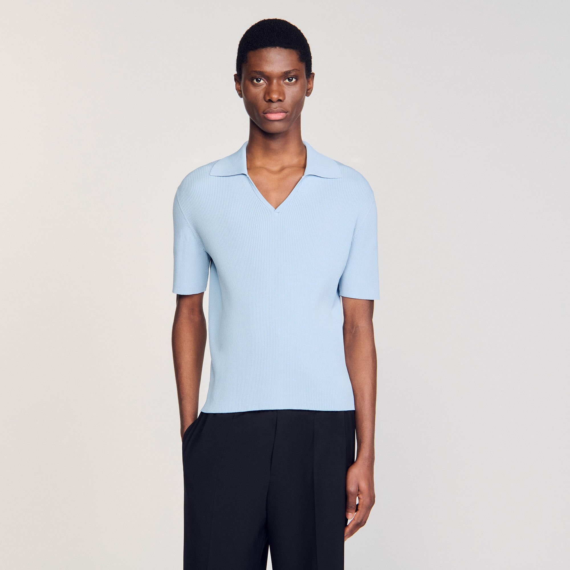 RIB KNIT POLO SHIRT - 4