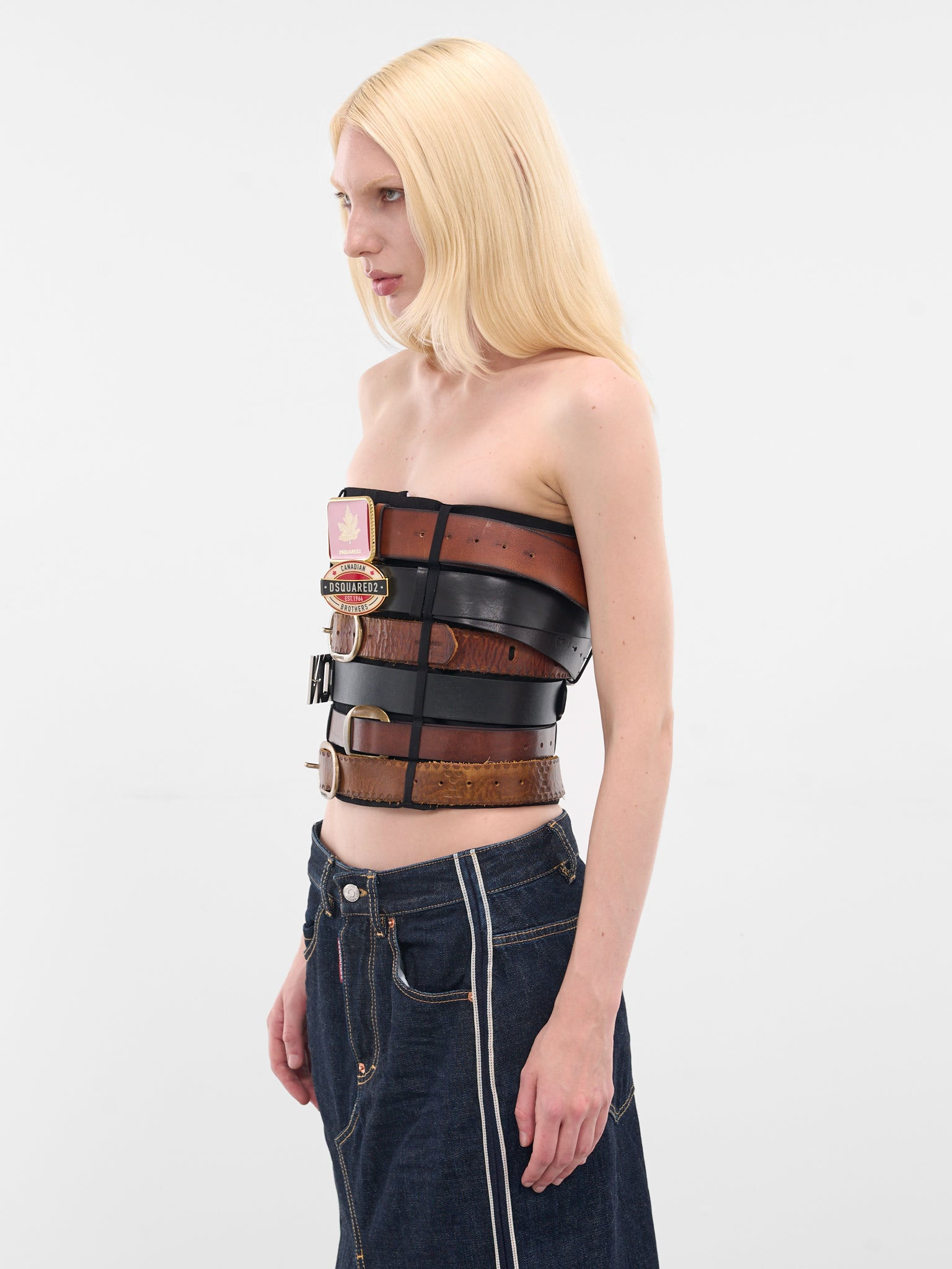 Multi Belt Cropped Corset Top - 2