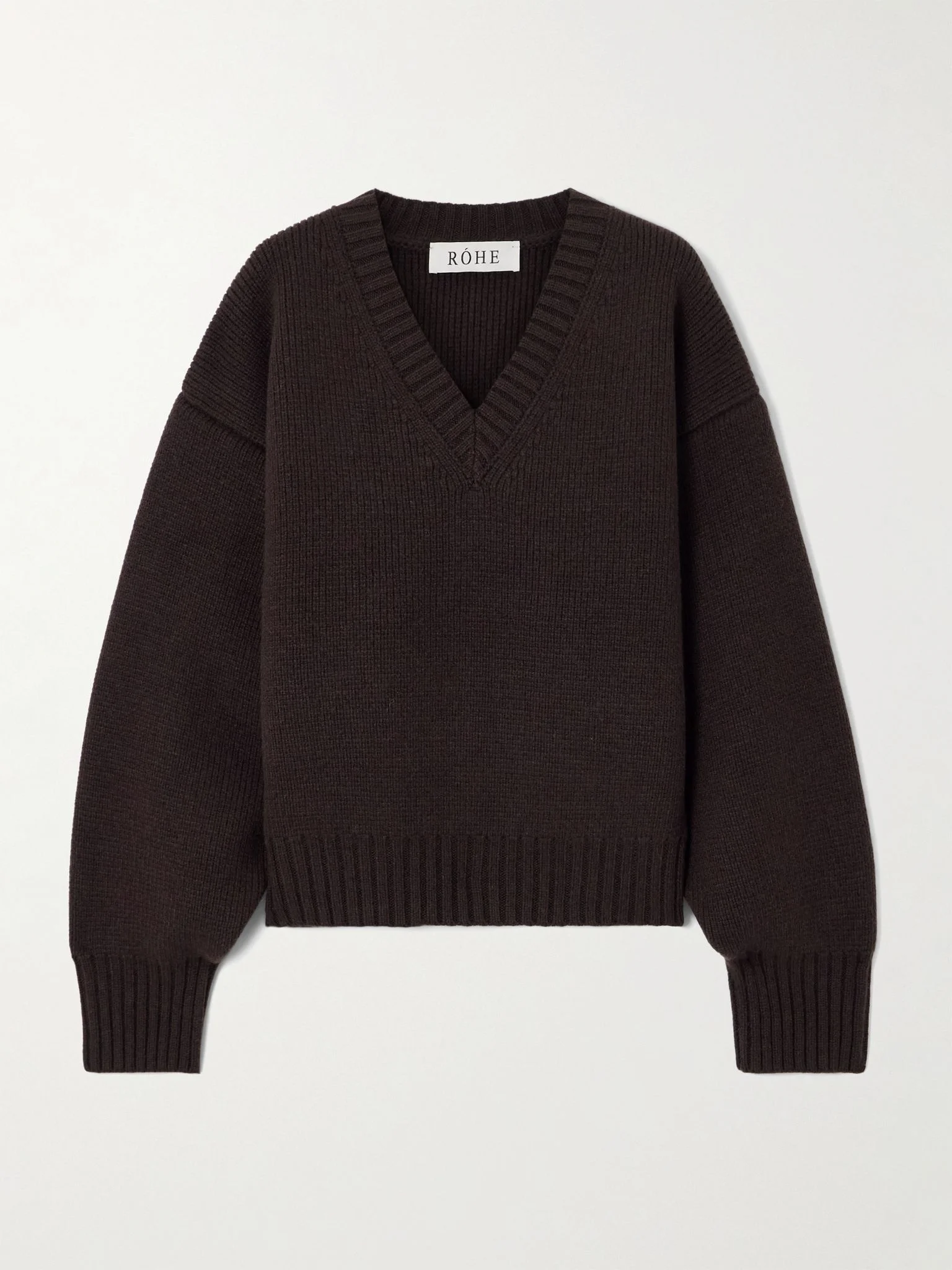 Oversized ribbed wool sweater Dark brown - 1
