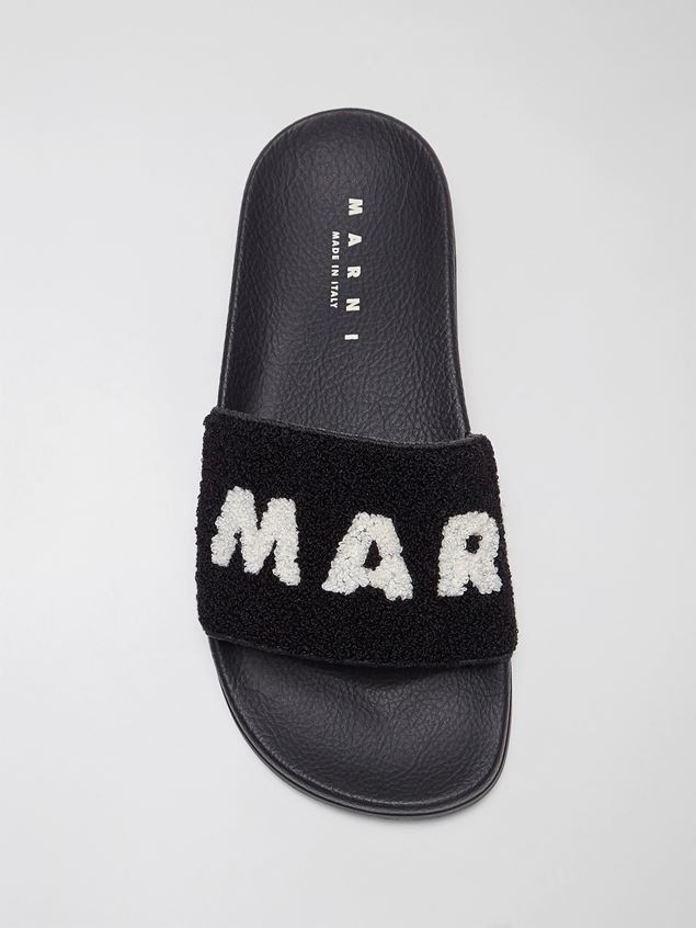 RUBBER SANDAL WITH BLACK AND WHITE TERRY CLOTH UPPER - 4