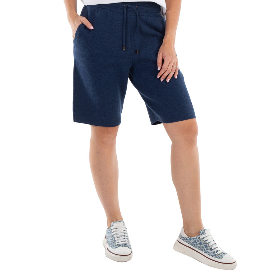 Burberry Ladies Ink Blue Joanie Drawstring Cashmere Shorts - 3