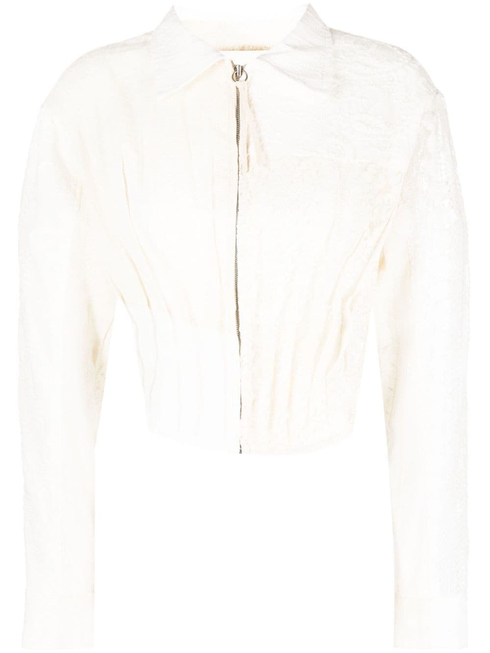 corseted lace zip-up shirt - 1