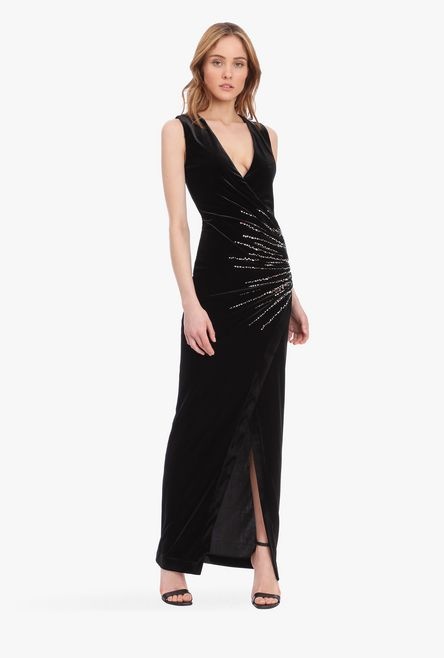 Long rhinestoned velvet dress - 2