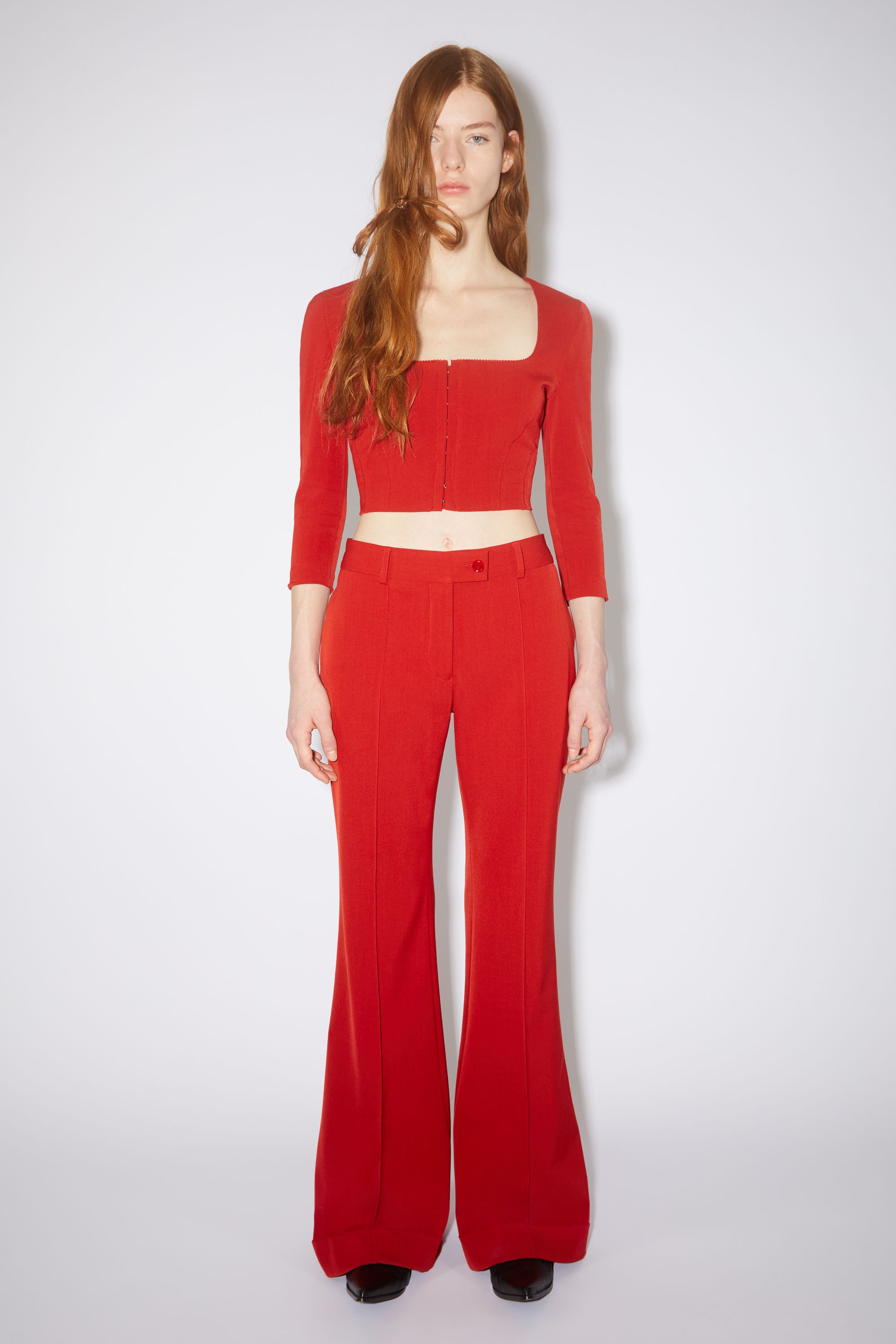 Tailored flared trousers - Red - 2