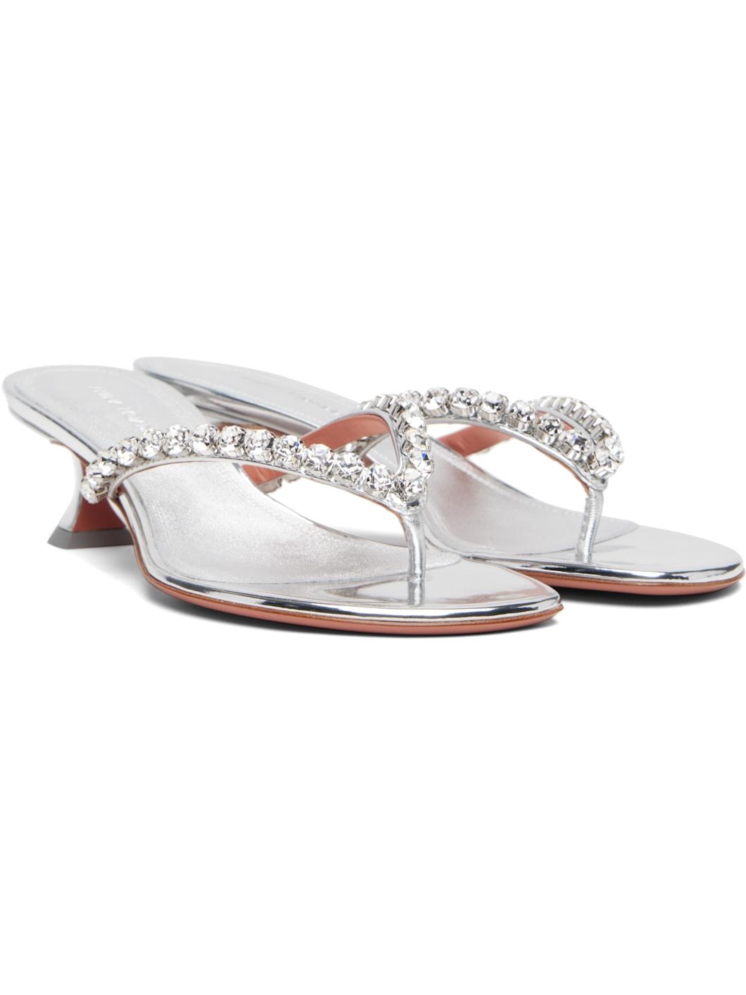 Silver Gigi Thong Heeled Sandals - 4