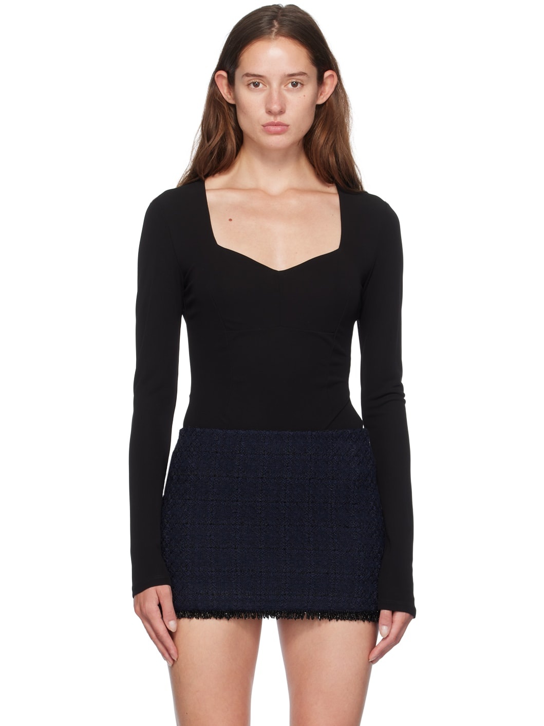 Black Sweetheart-Neck Bodysuit - 1