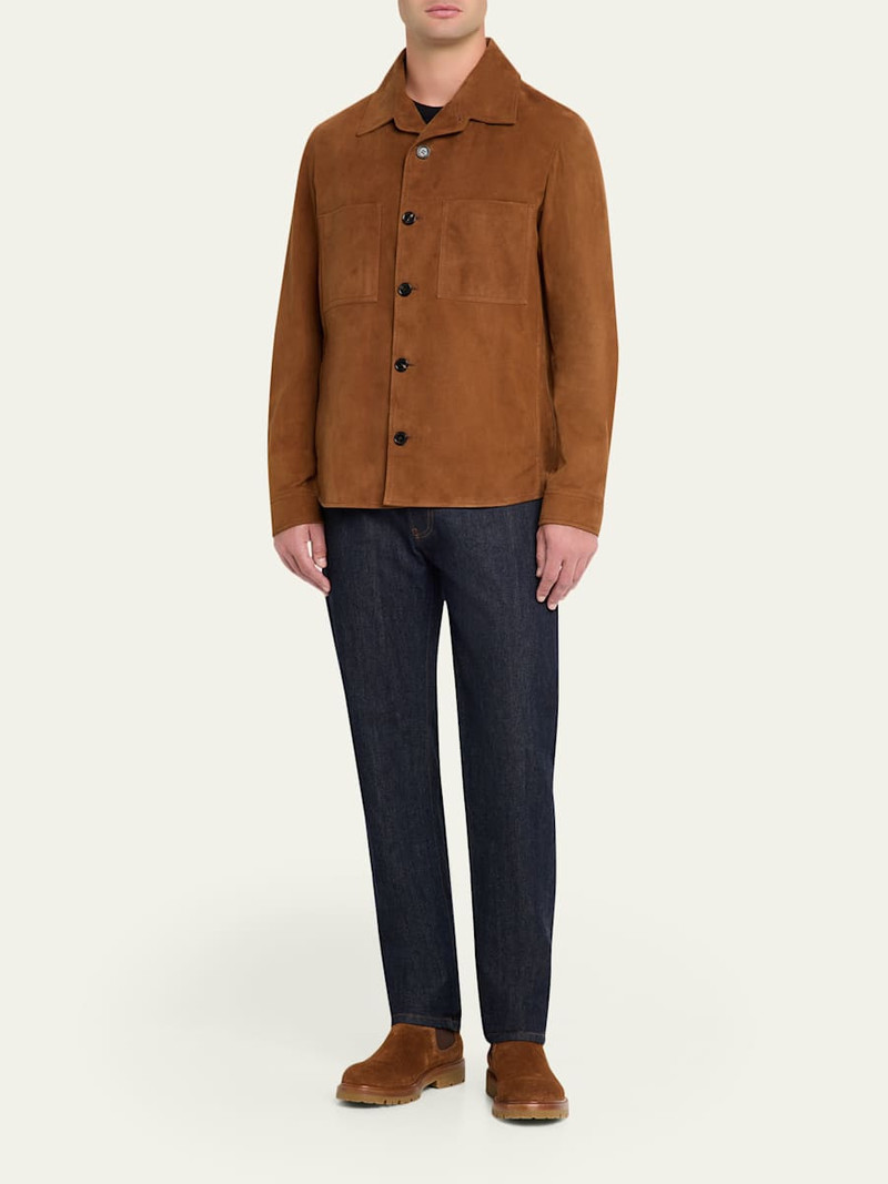 Loro Piana Men's Evandro Leather Overshirt outlook