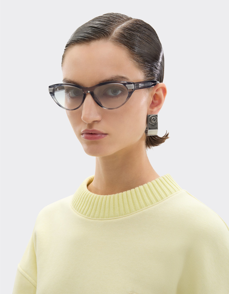 Ferrari Blue stripedacetate sunglasses with gray gradient mirrored lenses outlook