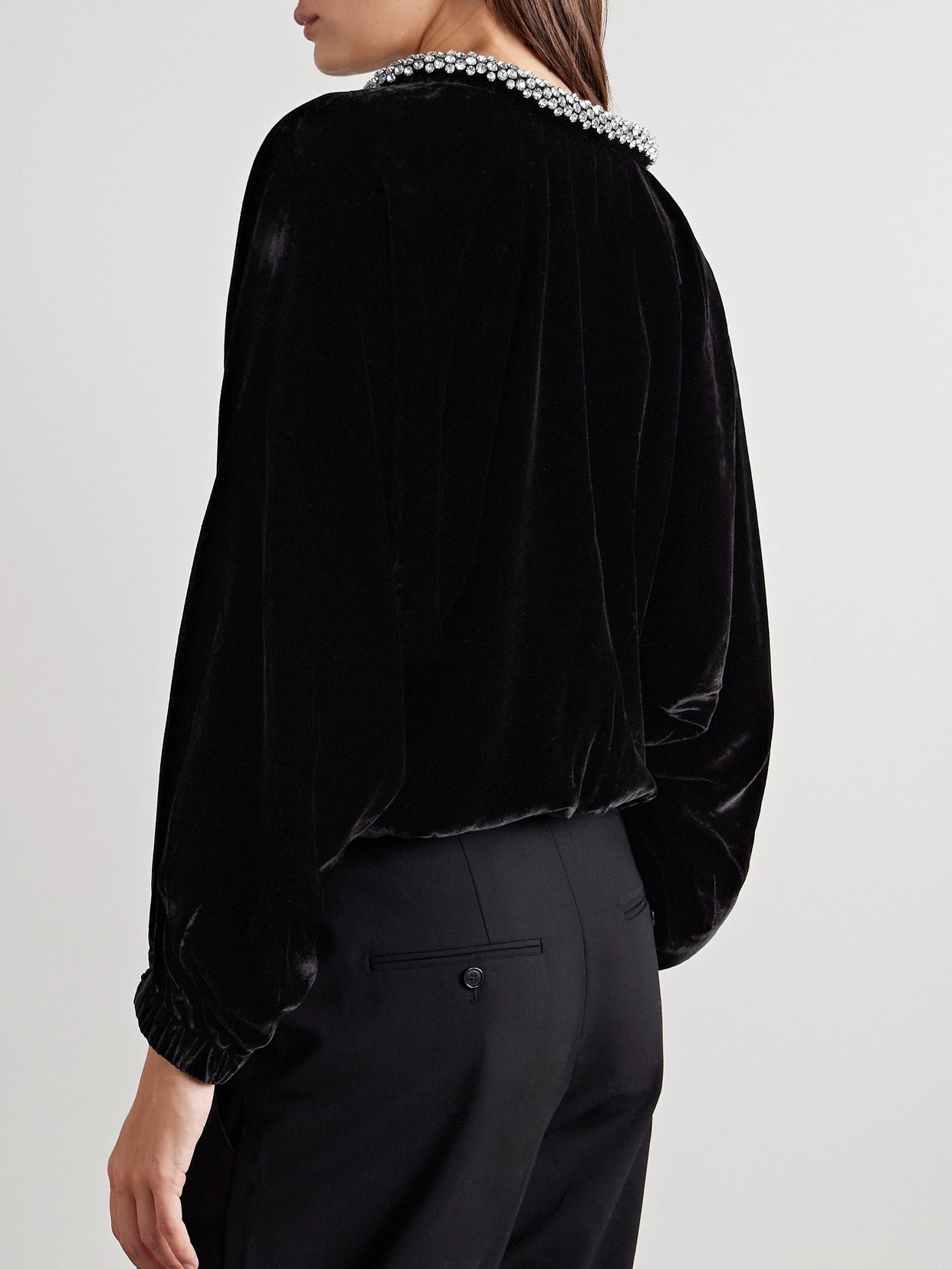 Bertina Crystal-embellished Velvet Top - 3