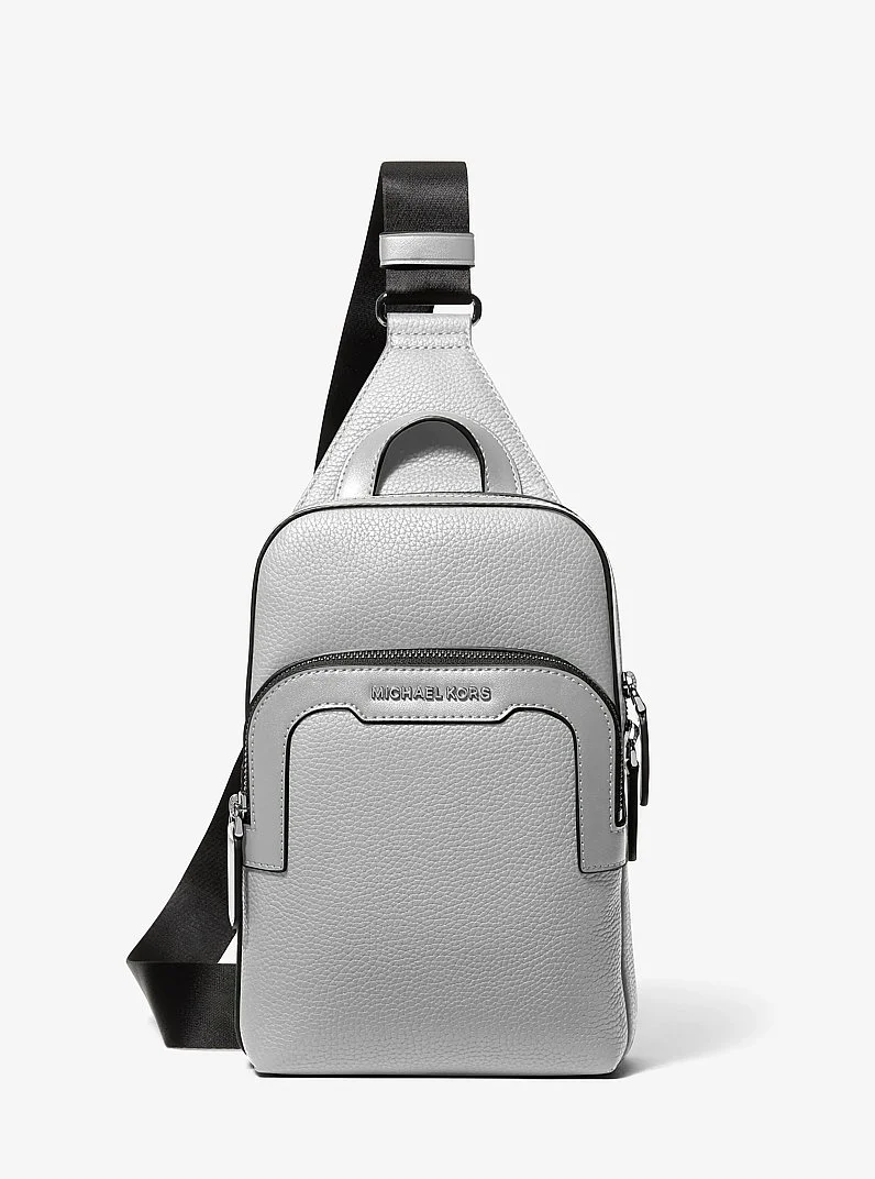 Hudson Medium Pebbled Leather Double-Zip Sling Bag - 1