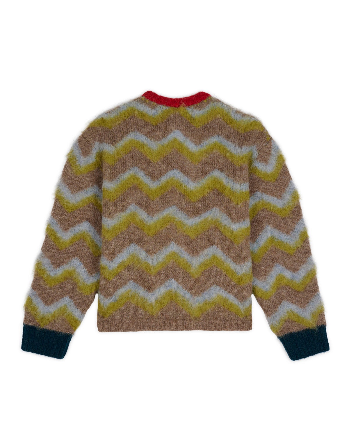 Zig Zag Boxy Knit Sweater - Taupe Multi - 2