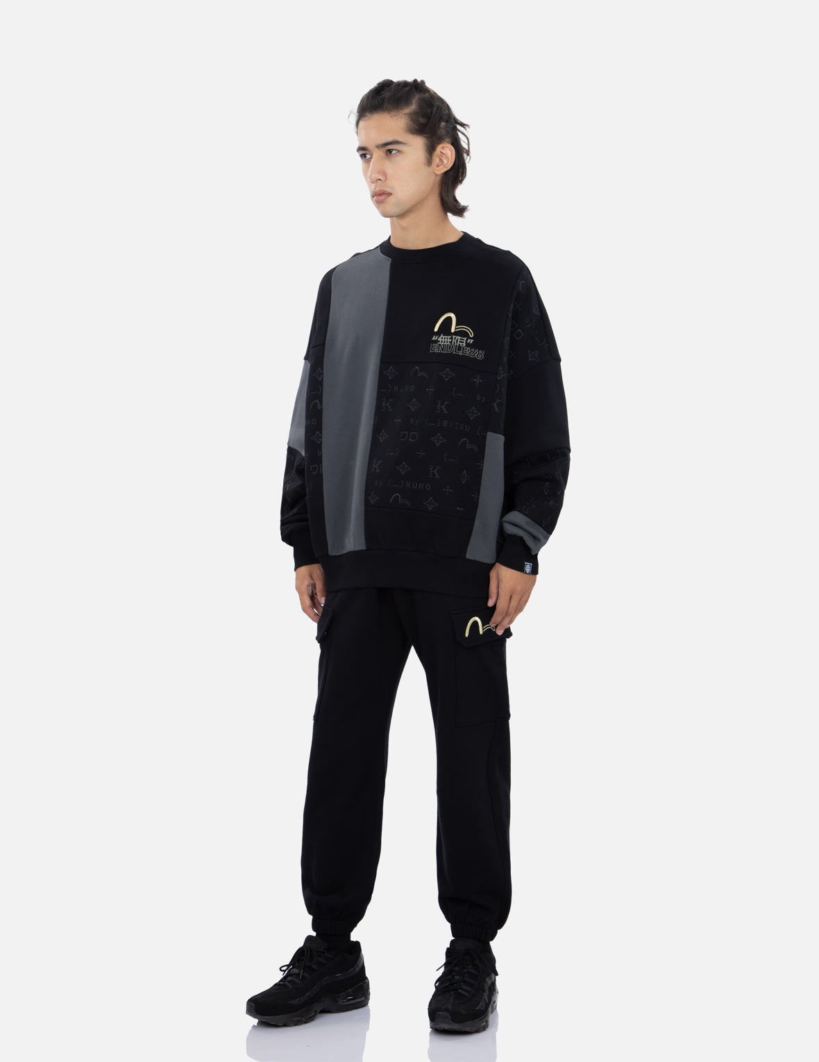 Monogram Print Colorblock Sweatshirt - 3