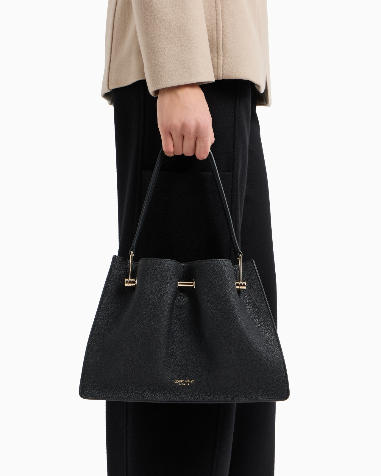 SMALL PEBBLED-LEATHER SHOPPER BAG - 6