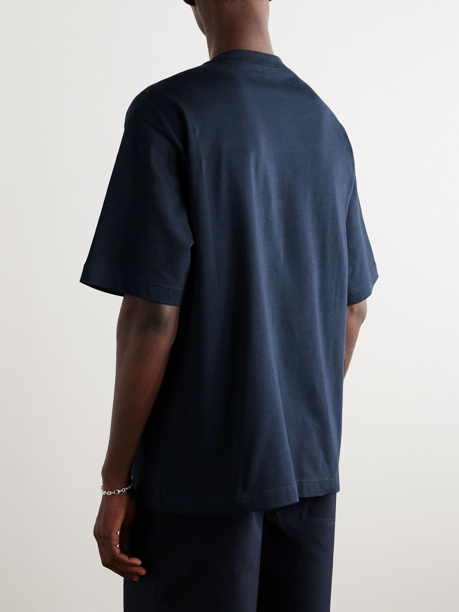 Logo-Print Cotton-Jersey T-Shirt Navy - 3