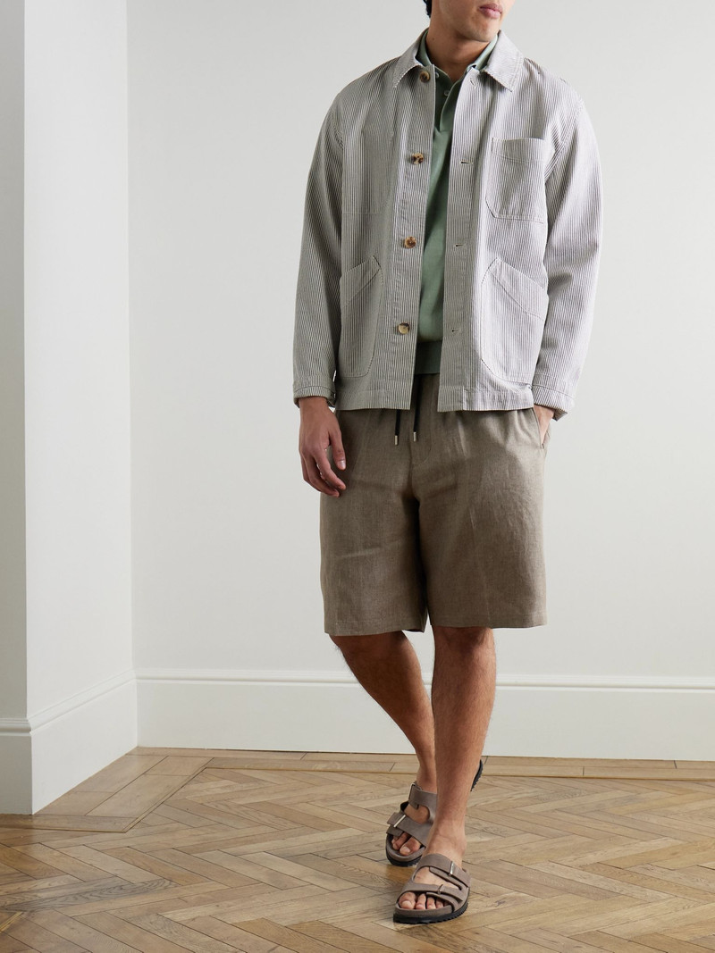 Paul Smith Straight-Leg Linen Drawstring Shorts Brown outlook