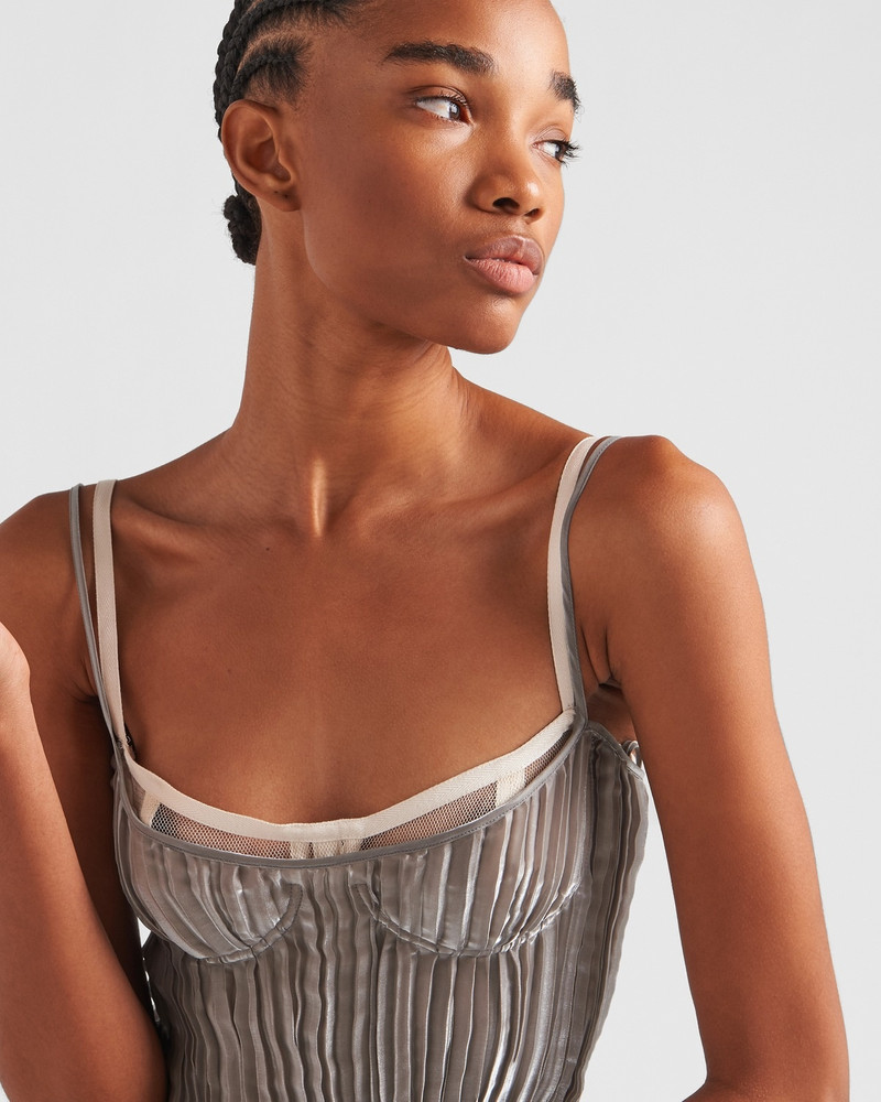Technical voile sunray pleat midi-dress 4