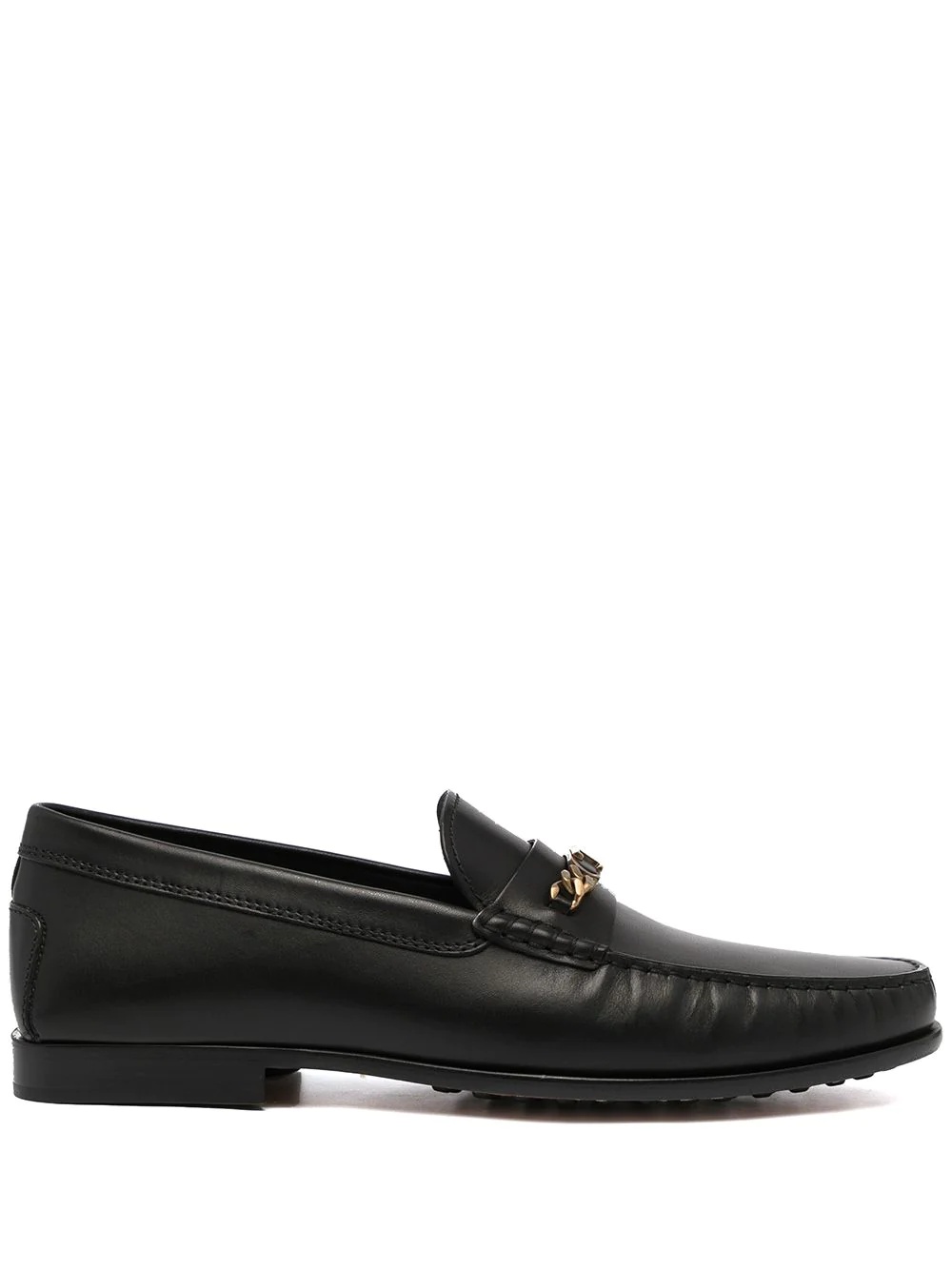 chain-embellished leather loafers - 1