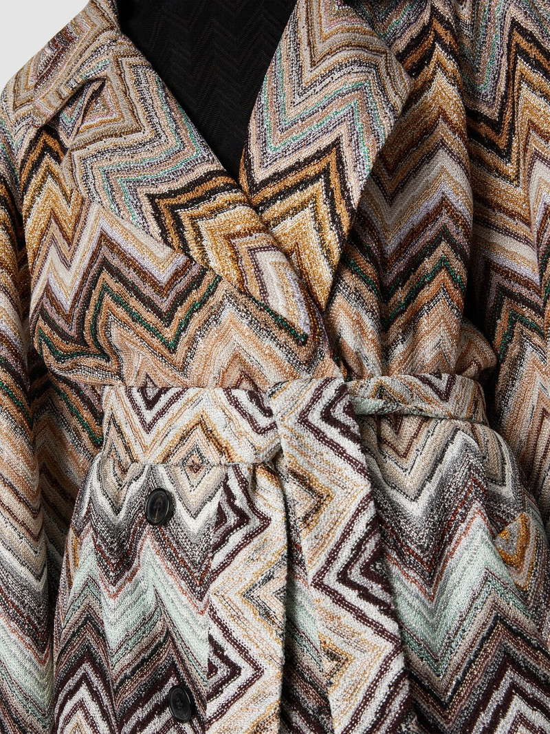 Viscose and lamé wool trench coat with belt 5