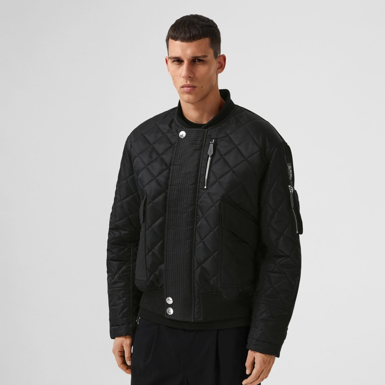 Detachable Hood Quilted Nylon and Cotton Jacket - 6