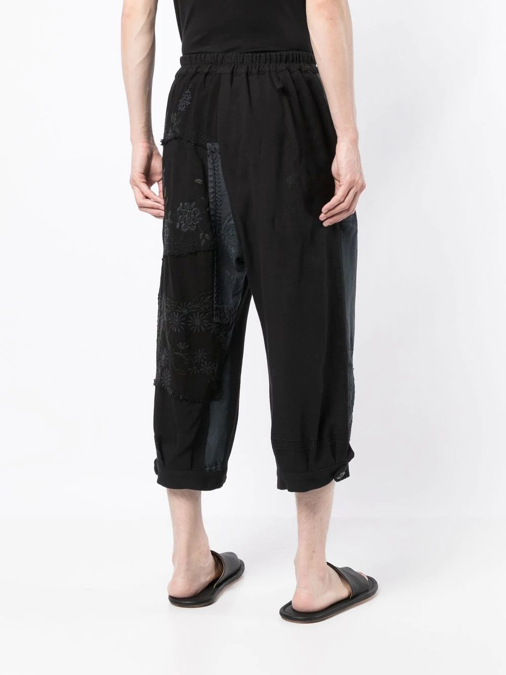 panelled embroidered cropped trousers - 4