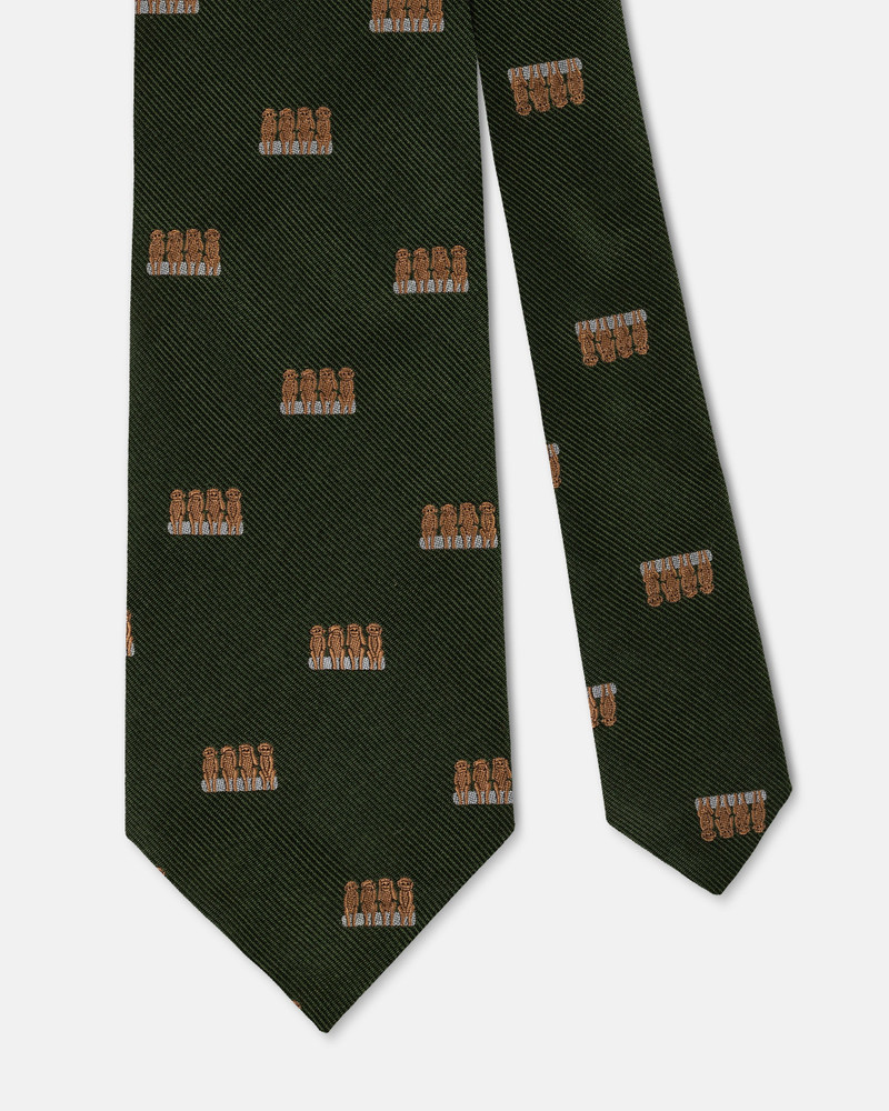 J. PRESS MADE-IN-ENGLAND HUNTER GREEN FOUR MONKEYS CLUB TIE outlook