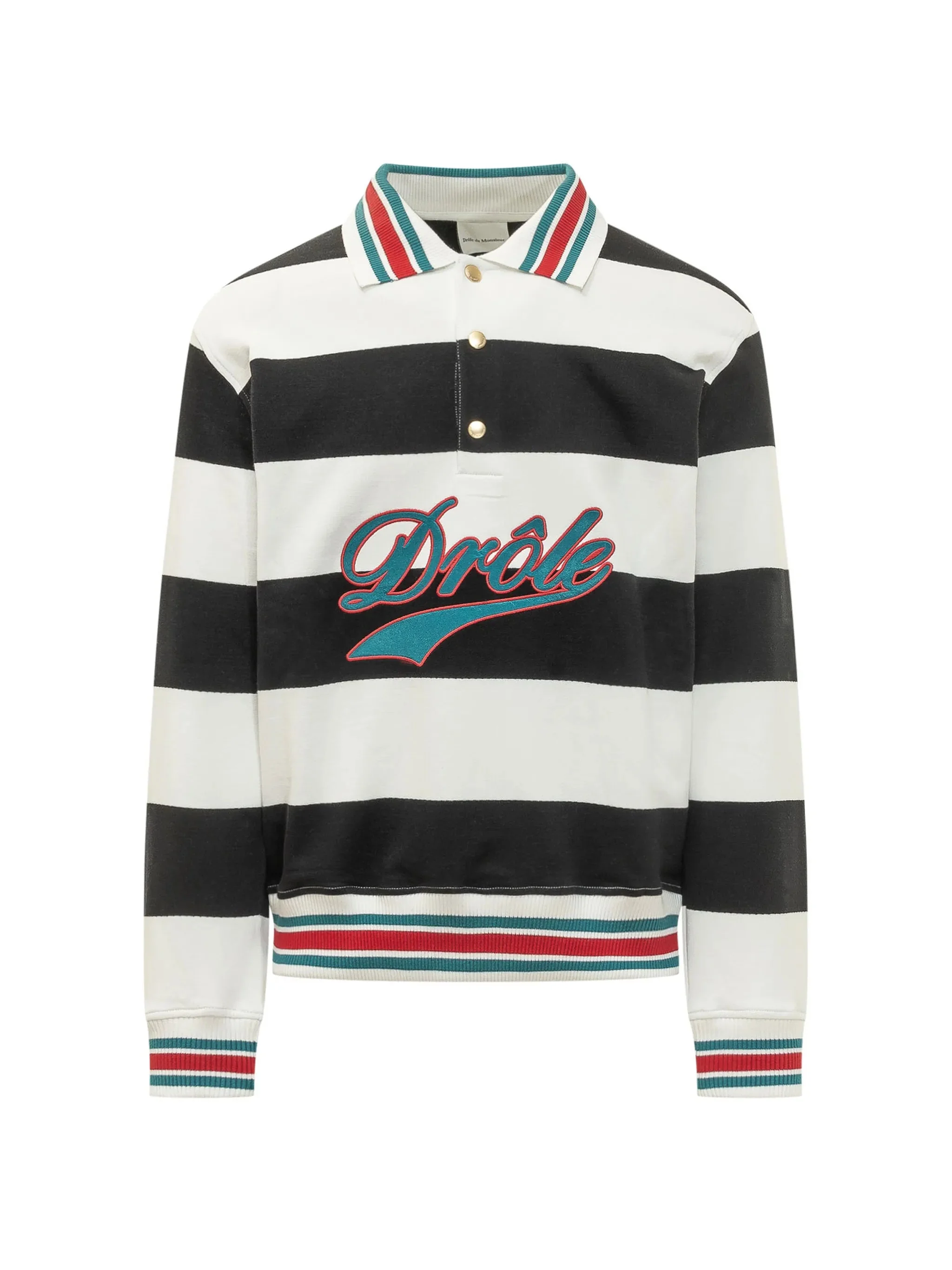 Drole De Monsieur Striped Logo-embroidered Polo Shirt - 1