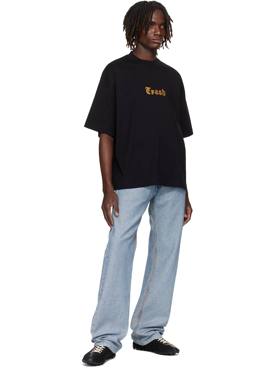 Black 'Trash' Embroidered T-shirt - 4