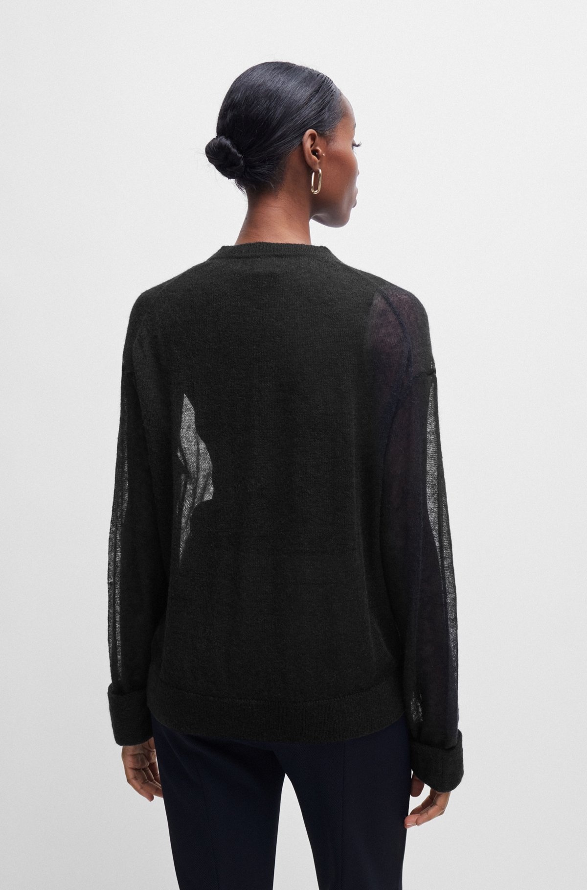 V-NECK SWEATER IN A SHEER KNIT - 4
