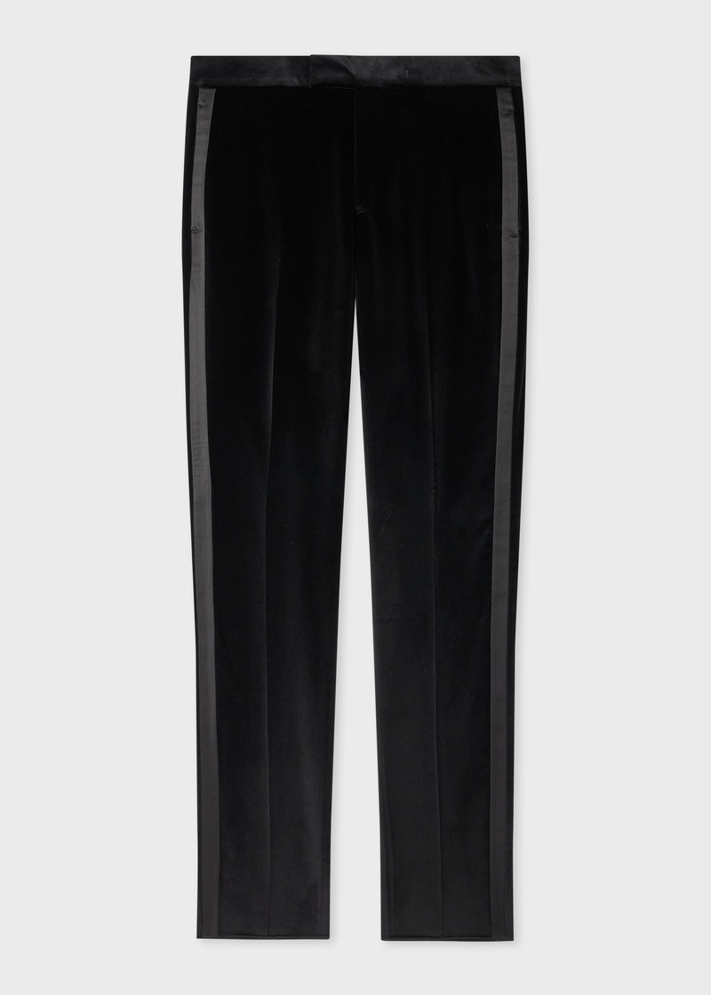 Tailored-Fit Black Velvet Trousers 1