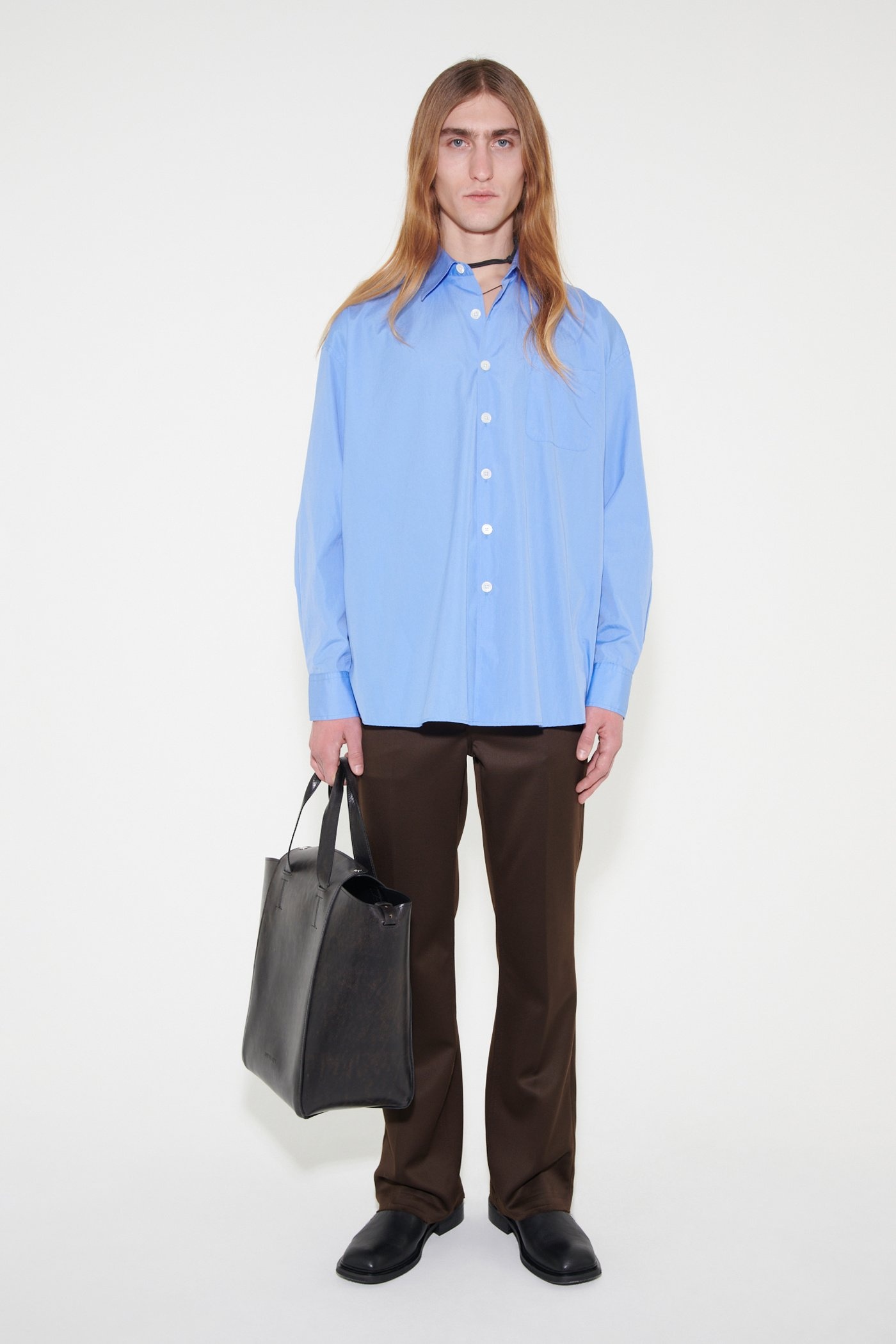 Borrowed Shirt Police Blue Poplin - 2