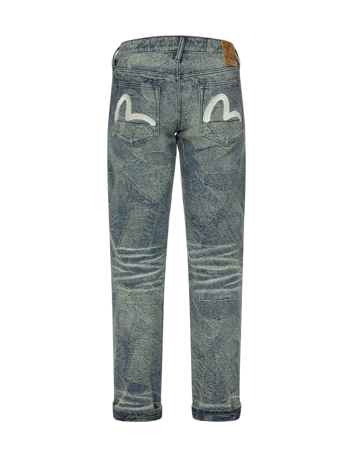Washed Seagull Embroidery Regular Straight Fit Jeans #2008 - 11