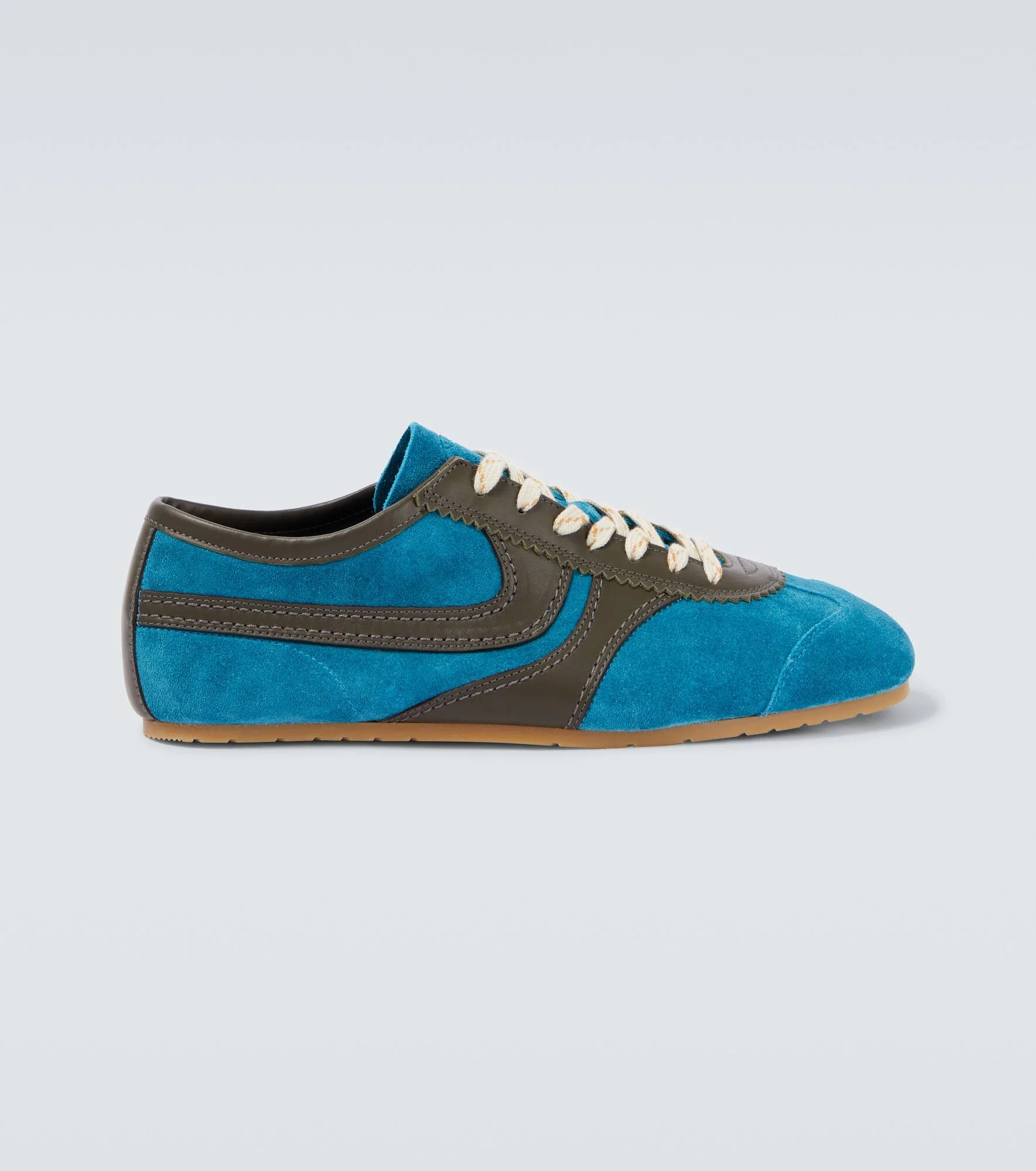 Leather-trimmed suede sneakers - 1