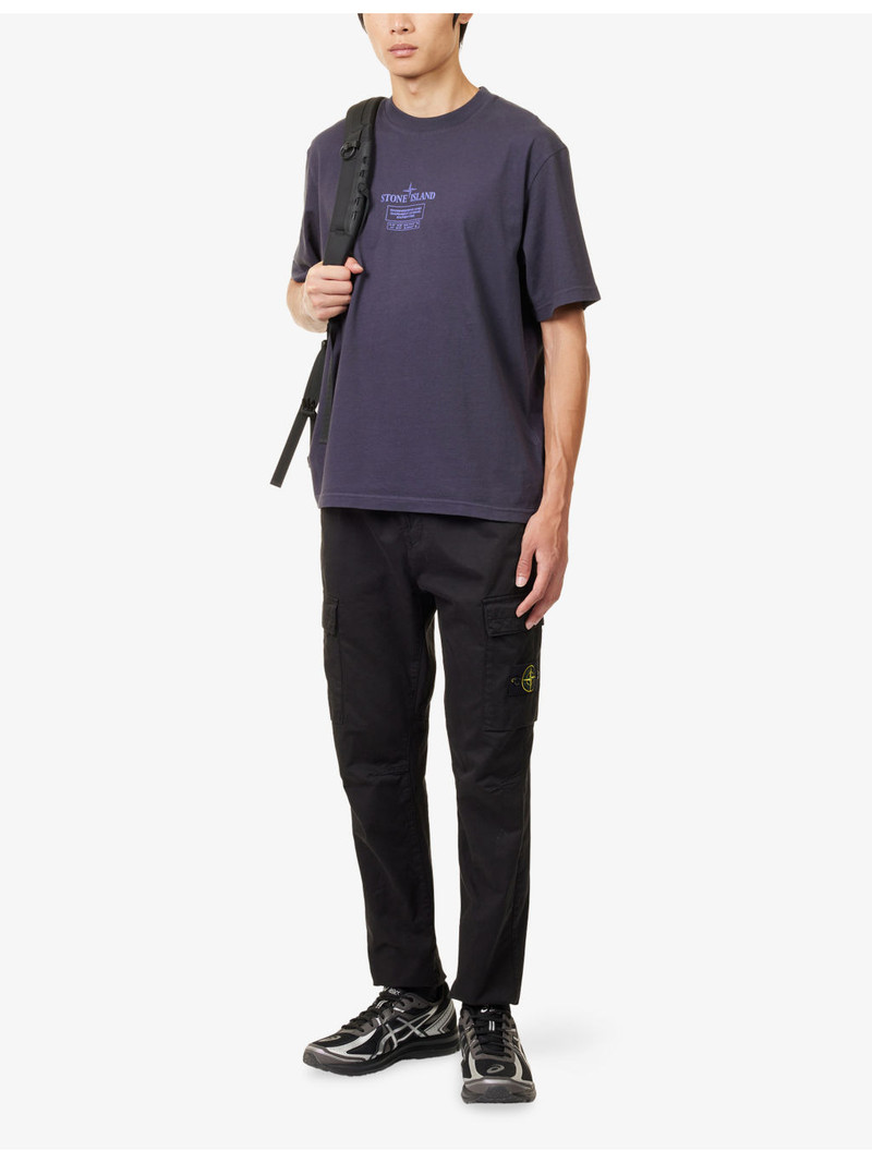 Stone Island Panama Logo-Patch Straight-Leg Cotton Trousers outlook
