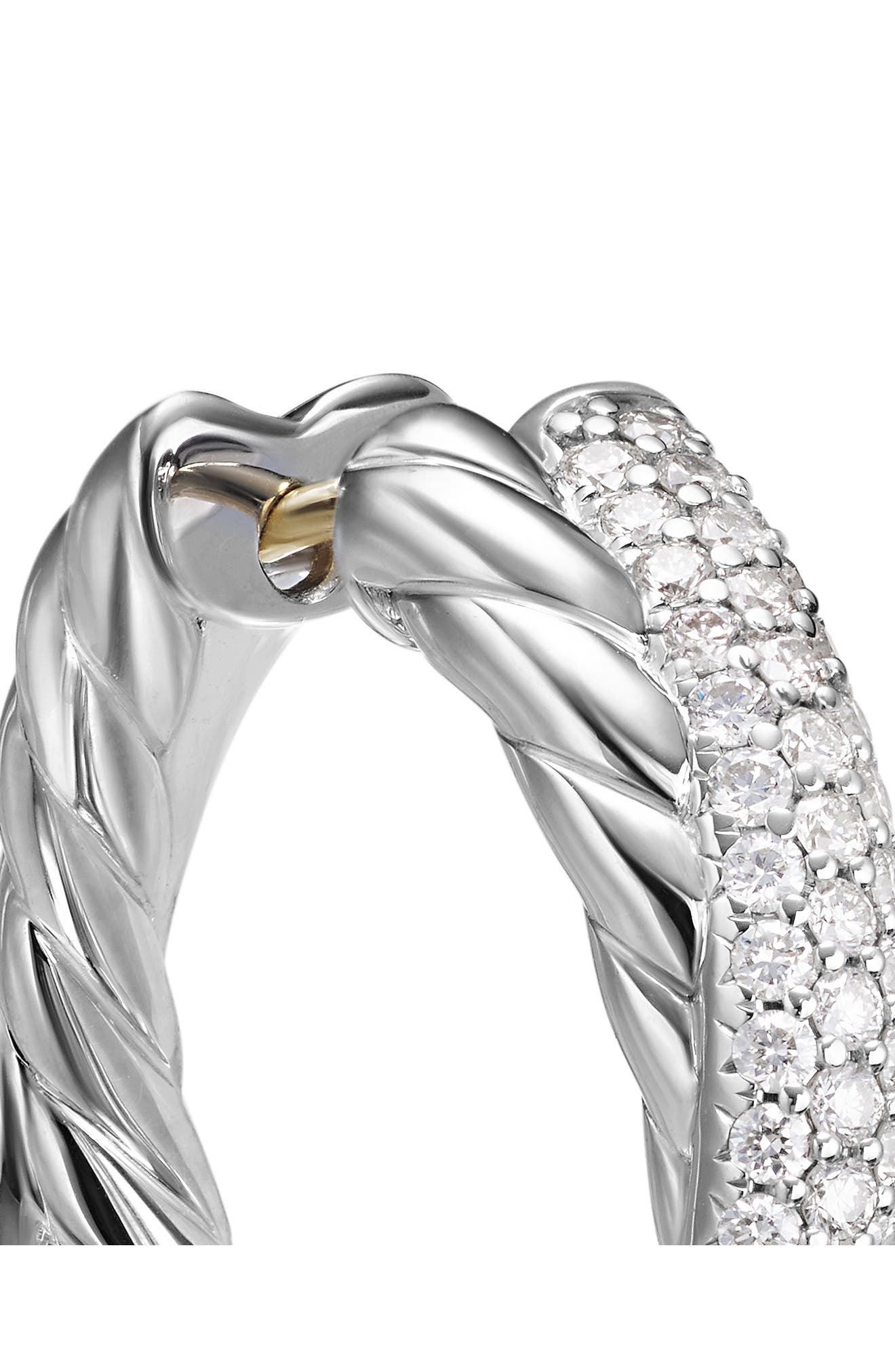 David Yurman Crossover Hoop Earrings in Sterling Silver with Diamonds, 22.4mm at Nordstrom - 3