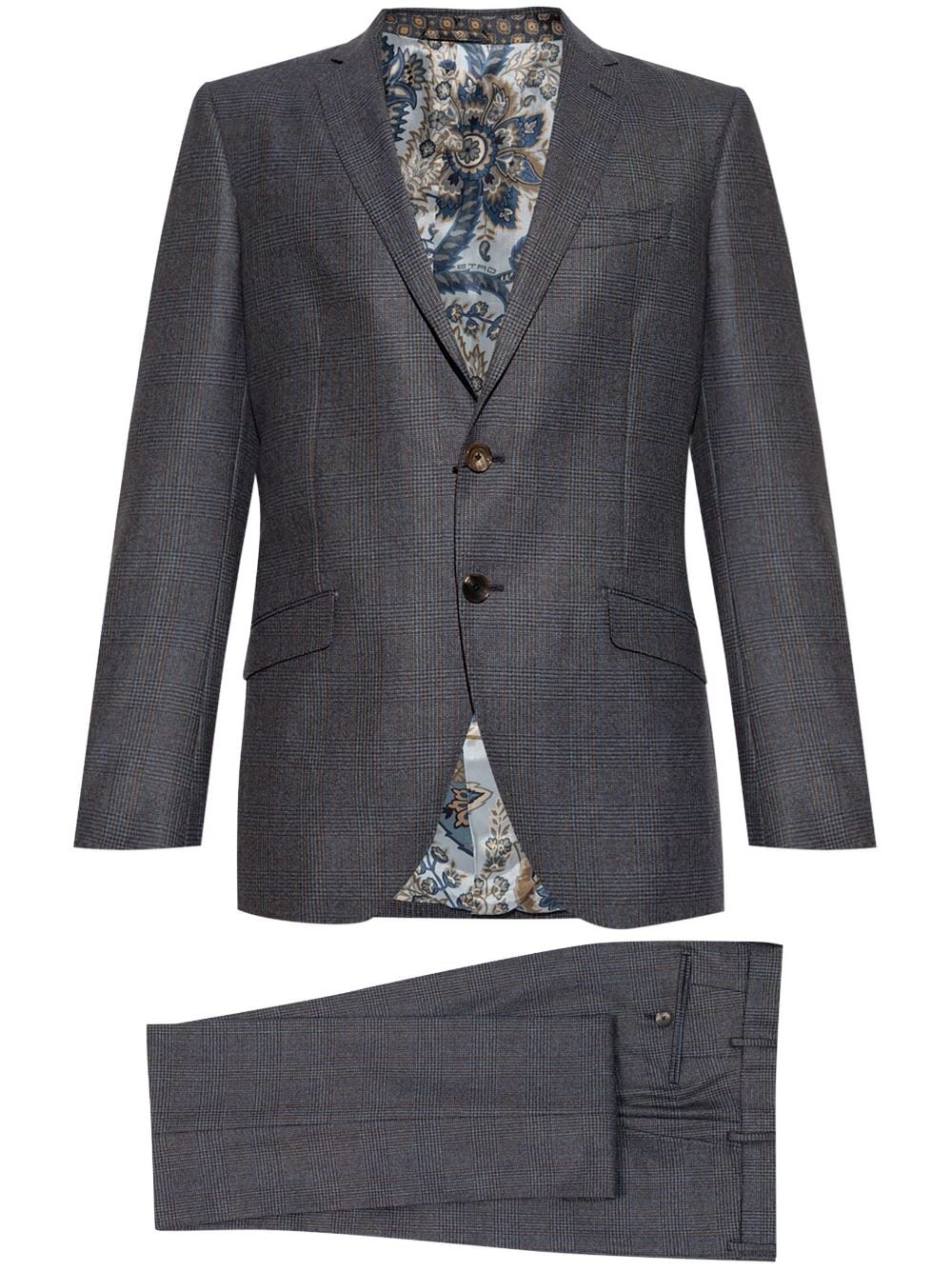 single-breasted checked wool suit - 1