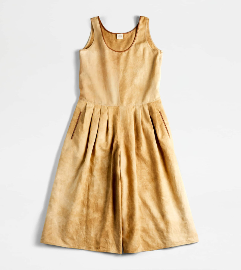 LINEN BLEND SHORT JUMPSUIT - BROWN 1