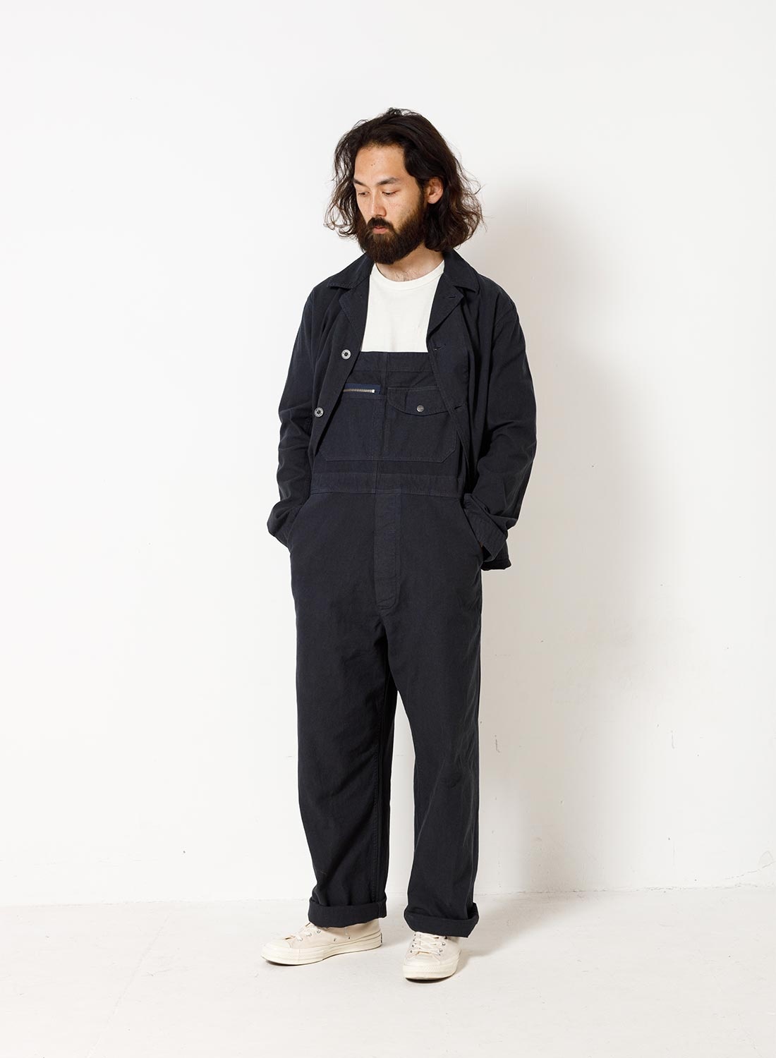 Nigel Cabourn Original Lybro Dungaree Cotton Broken Twill in Navy