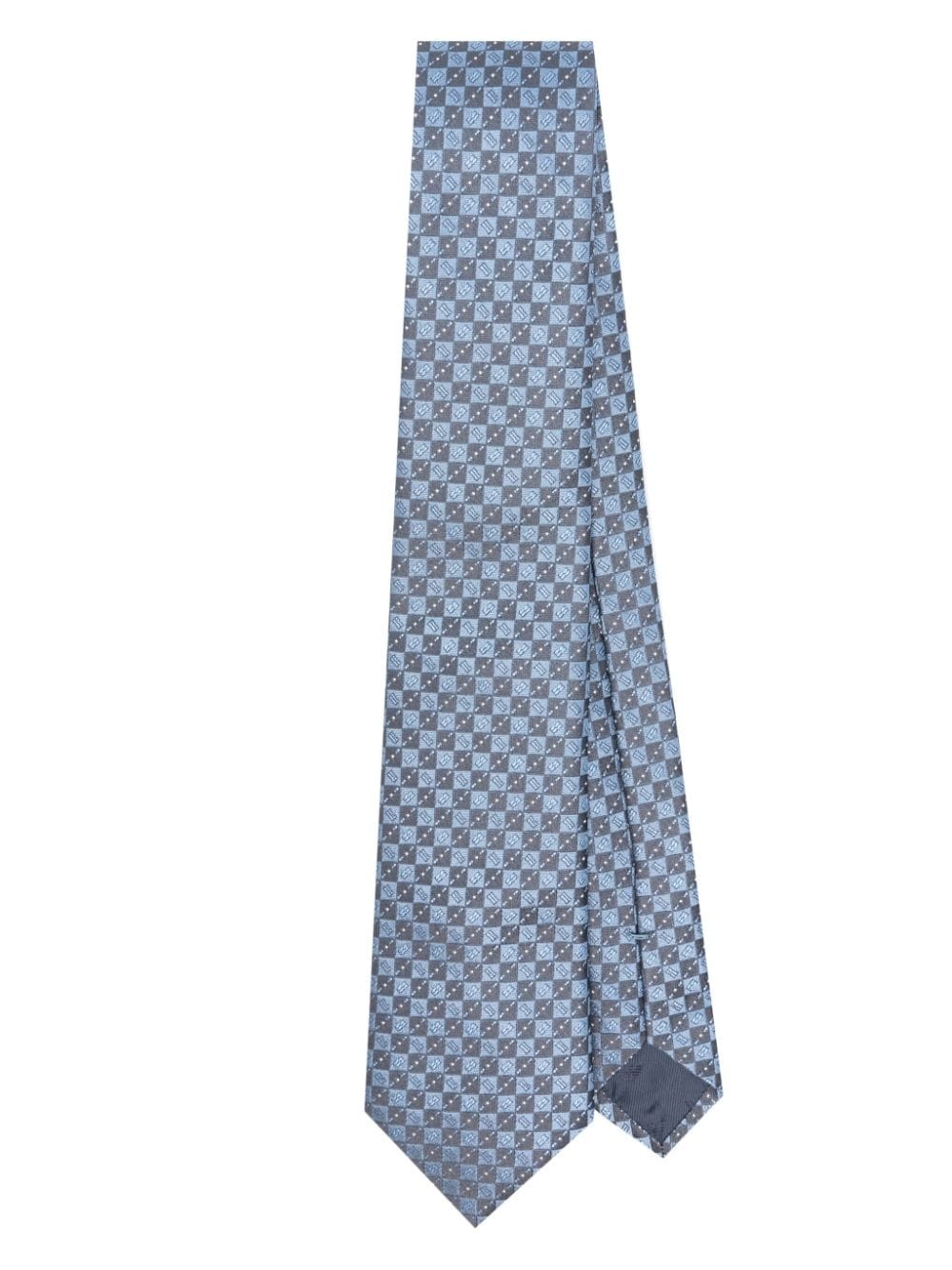 geometric-pattern silk tie - 1