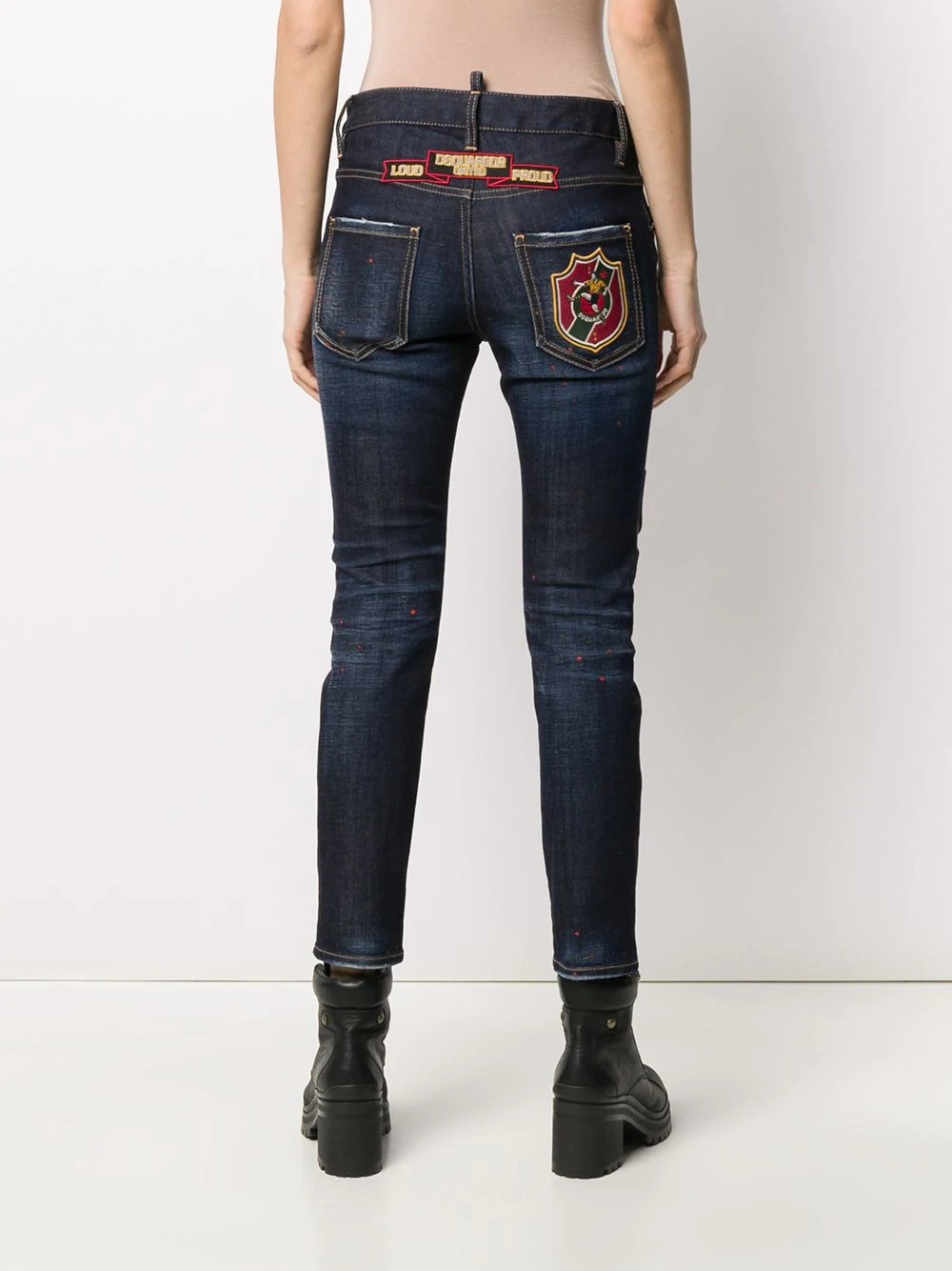 logo patch slim-fit jeans - 4